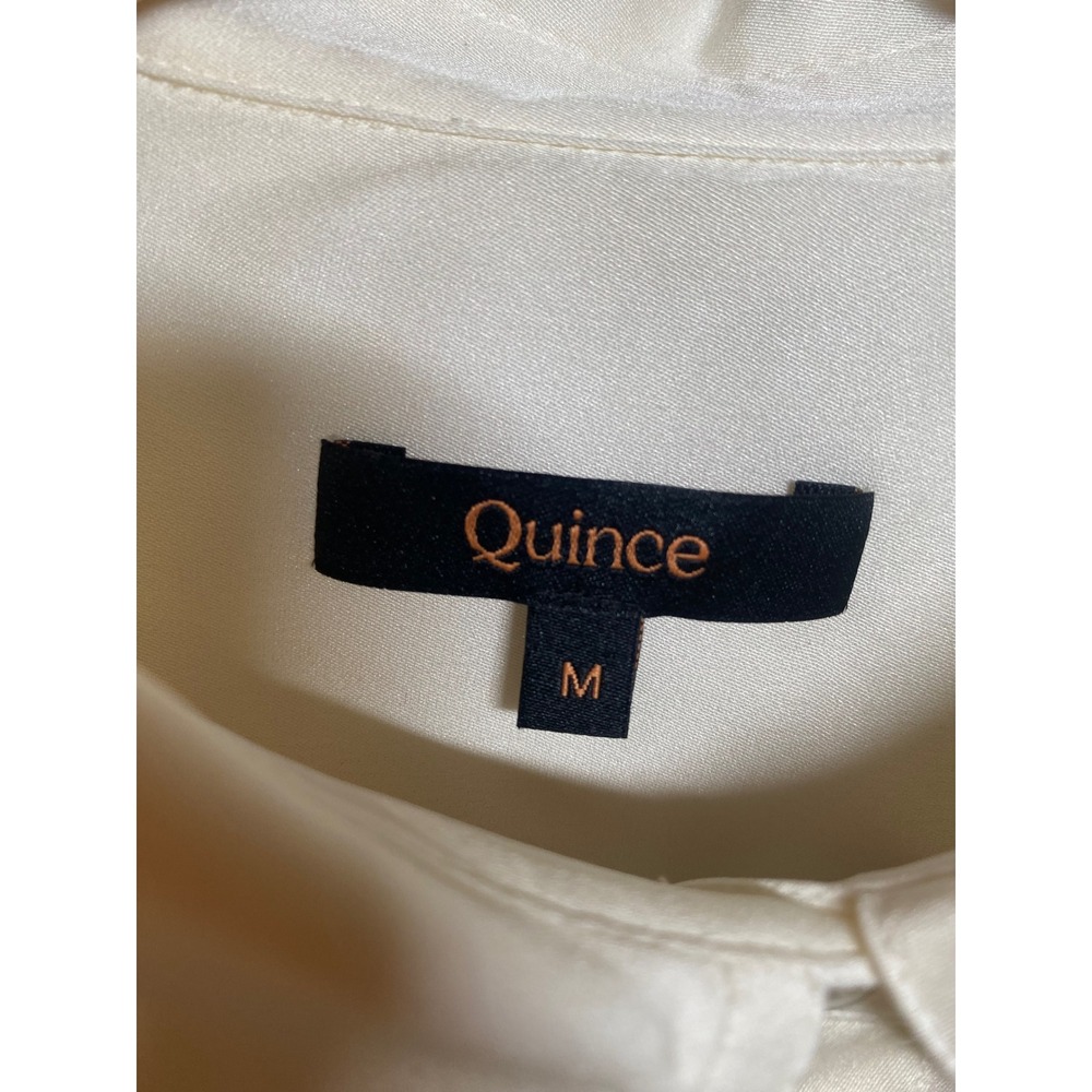 Quince Washable Stretch Silk Blouse Womens Medium Ivory Button Down Capsule - Picture 3 of 6
